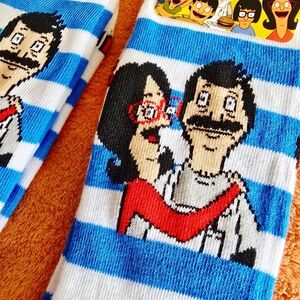 Bob's Burgers Character Crew Socks Featuring Bob And Linda
